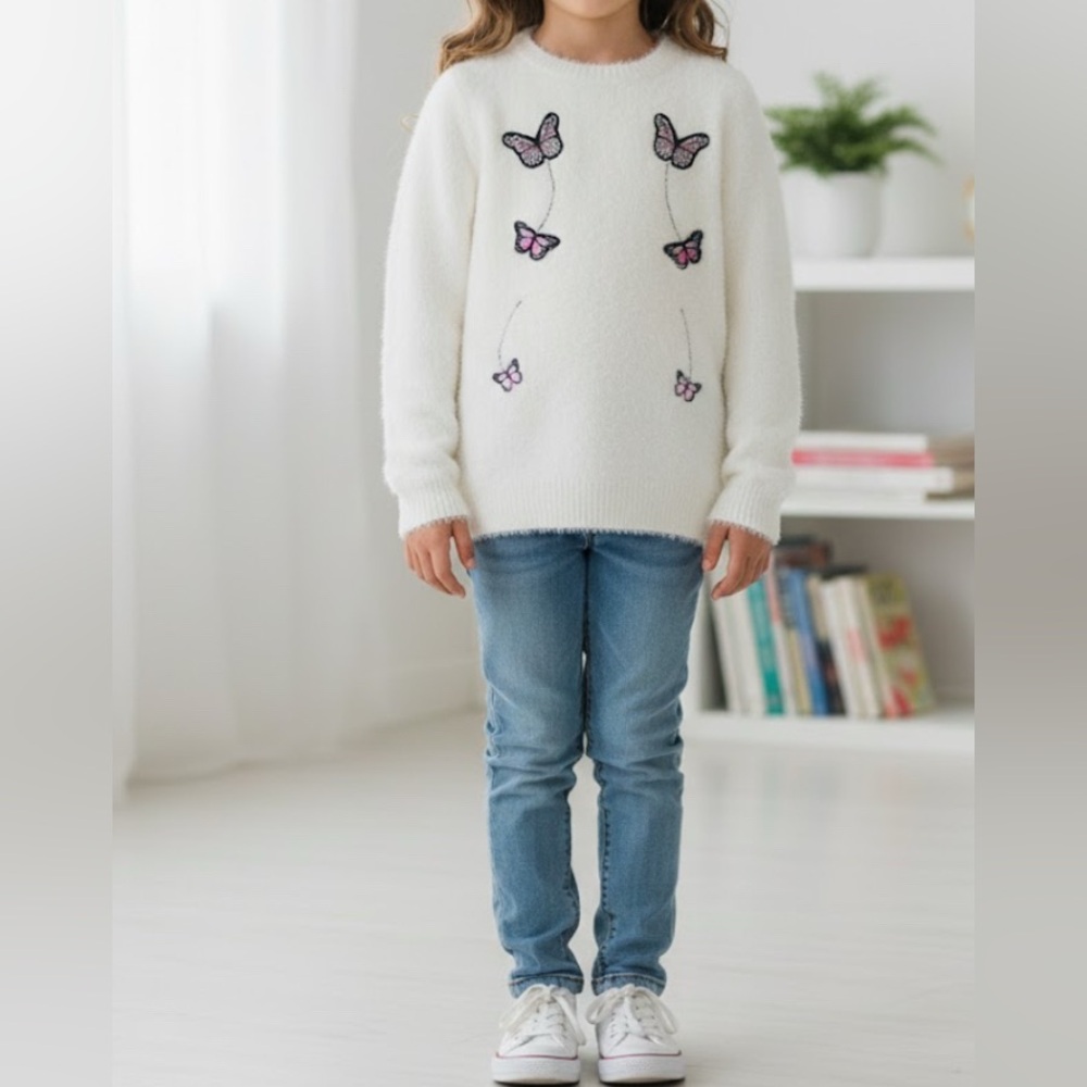 Chloe Cream‎ Knit Sweater Cozy Kids Sz XL